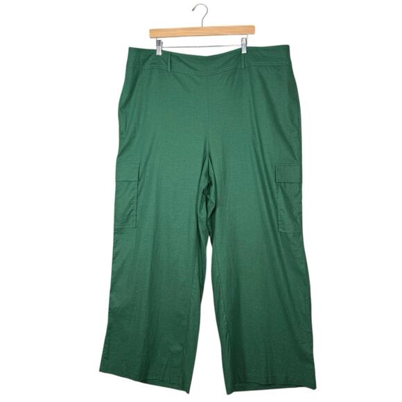 NWT Lane Bryant Green Linen Blend Cargo Pants | Wide Leg Utility Work Casual 24W - Picture 2 of 9